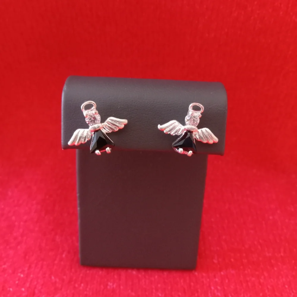 Sterling Silver with‎ zircon Angel post stud earrings.